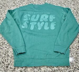 Surf Style Puff Tone On Tone Garment Dye Crewneck Sweatshirt Sz Small Seafoam